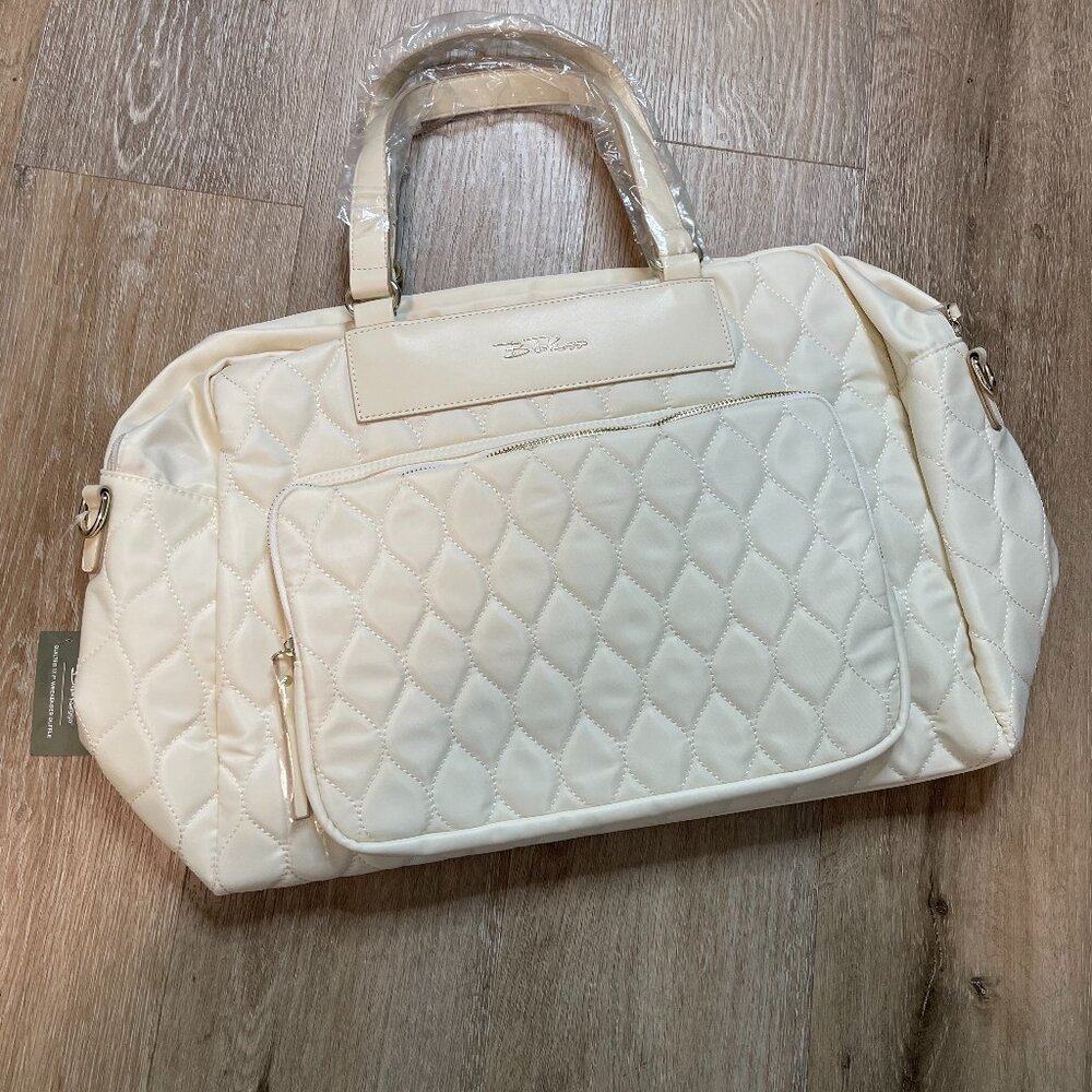 Bella Russo Cream White Quilted Weekender Duffle Bag Handbag - Picture 1 of 10
